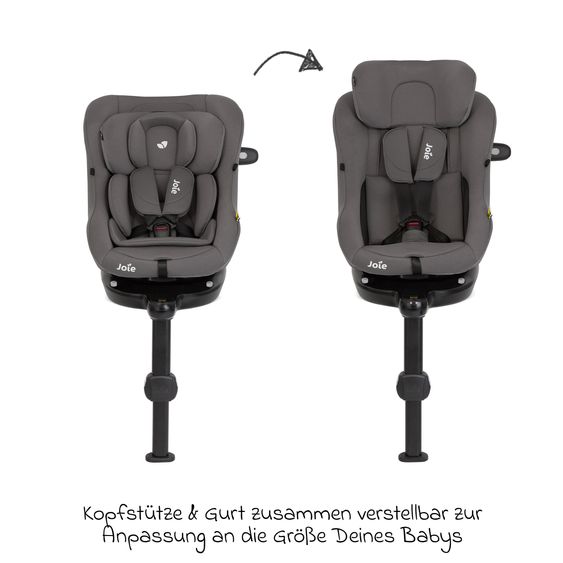 joie Seggiolino Reboarder i-Pivot 360 ruotabile i-Size dalla nascita ai 4 anni (40 cm - 105 cm) con base Isofix e gamba di supporto - Thunder