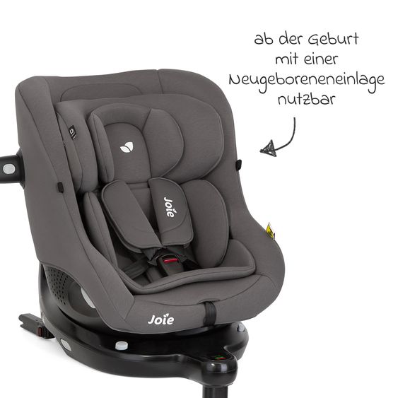 joie Seggiolino Reboarder i-Pivot 360 ruotabile i-Size dalla nascita ai 4 anni (40 cm - 105 cm) con base Isofix e gamba di supporto - Thunder