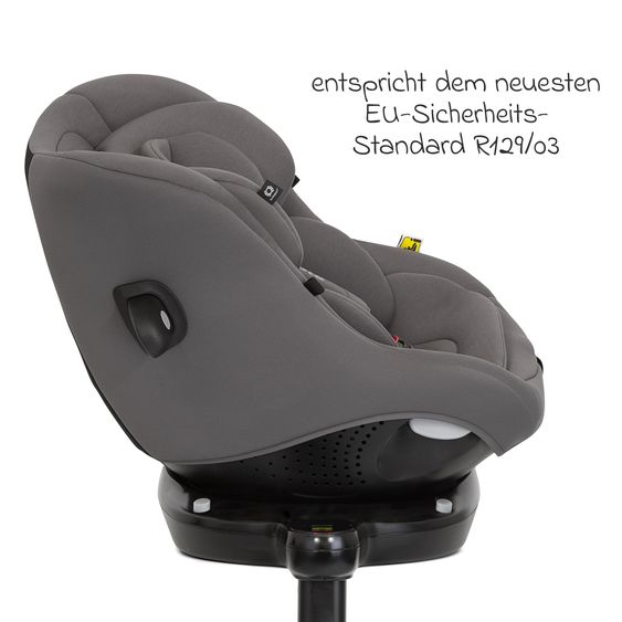 joie Seggiolino Reboarder i-Pivot 360 ruotabile i-Size dalla nascita ai 4 anni (40 cm - 105 cm) con base Isofix e gamba di supporto - Thunder