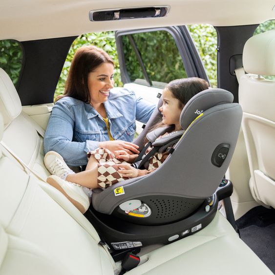 joie Seggiolino Reboarder i-Pivot 360 ruotabile i-Size dalla nascita ai 4 anni (40 cm - 105 cm) con base Isofix e gamba di supporto - Thunder