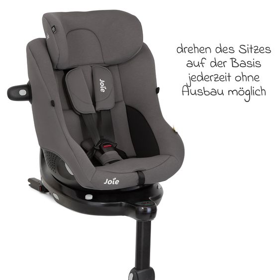 joie Seggiolino Reboarder i-Pivot 360 ruotabile i-Size dalla nascita ai 4 anni (40 cm - 105 cm) con base Isofix e gamba di supporto - Thunder