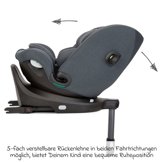 joie Reboarder-Kindersitz i-Pivot Grow ab Geburt - 10 Jahre (40 cm - 135 cm) mit Isofix-Basis & Sitzverkleinerer - Moonlight