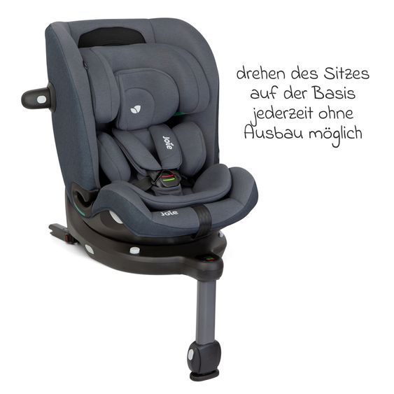 joie Reboarder-Kindersitz i-Pivot Grow ab Geburt - 10 Jahre (40 cm - 135 cm) mit Isofix-Basis & Sitzverkleinerer - Moonlight