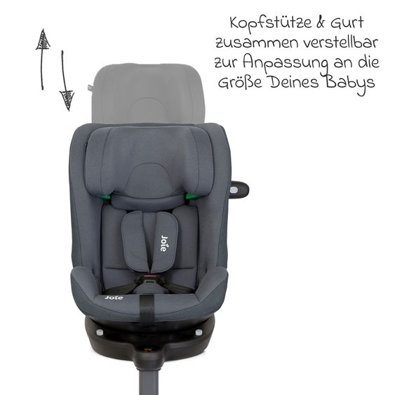 joie Reboarder-Kindersitz i-Pivot Grow ab Geburt - 10 Jahre (40 cm - 135 cm) mit Isofix-Basis & Sitzverkleinerer - Moonlight