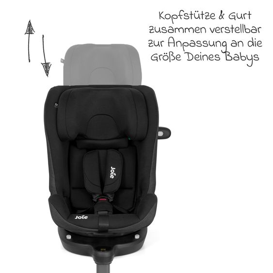 joie Reboarder-Kindersitz i-Pivot Grow ab Geburt - 10 Jahre (40 cm - 135 cm) mit Isofix-Basis & Sitzverkleinerer - Shale