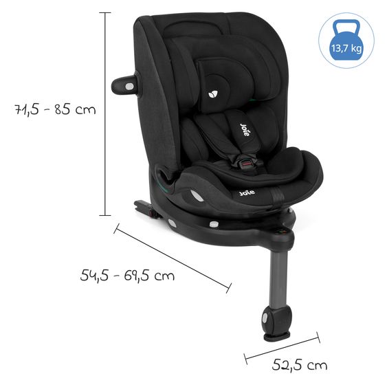 joie Reboarder-Kindersitz i-Pivot Grow ab Geburt - 10 Jahre (40 cm - 135 cm) mit Isofix-Basis & Sitzverkleinerer - Shale