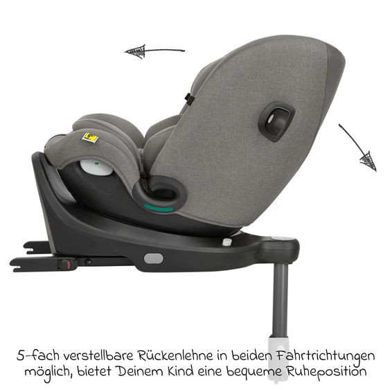 joie Reboarder-Kindersitz i-Pivot Grow ab Geburt - 10 Jahre (40 cm - 135 cm) mit Isofix-Basis & Sitzverkleinerer - Thunder