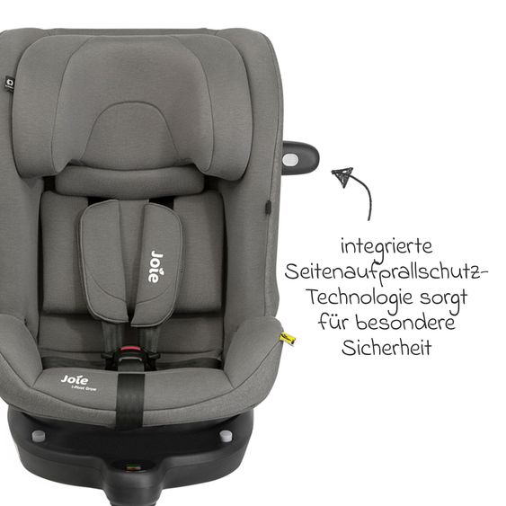 joie Reboarder-Kindersitz i-Pivot Grow ab Geburt - 10 Jahre (40 cm - 135 cm) mit Isofix-Basis & Sitzverkleinerer - Thunder