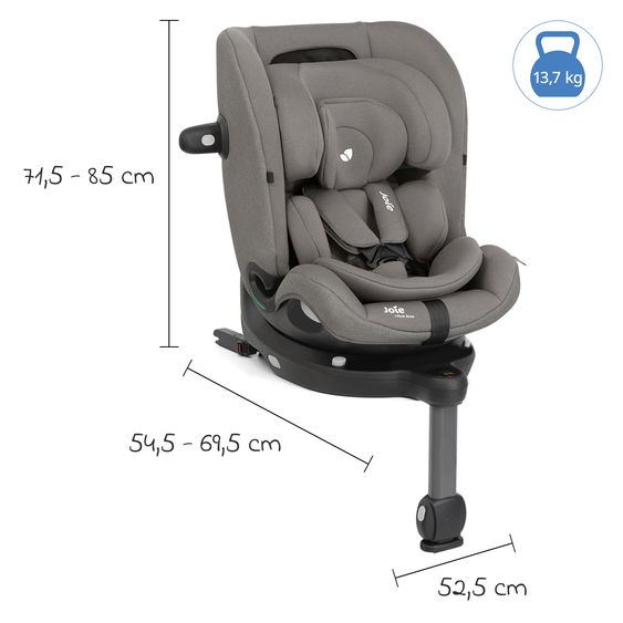 joie Reboarder-Kindersitz i-Pivot Grow ab Geburt - 10 Jahre (40 cm - 135 cm) mit Isofix-Basis & Sitzverkleinerer - Thunder