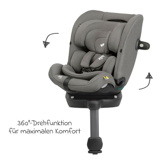 joie Reboarder-Kindersitz i-Pivot Grow ab Geburt - 10 Jahre (40 cm - 135 cm) mit Isofix-Basis & Sitzverkleinerer - Thunder