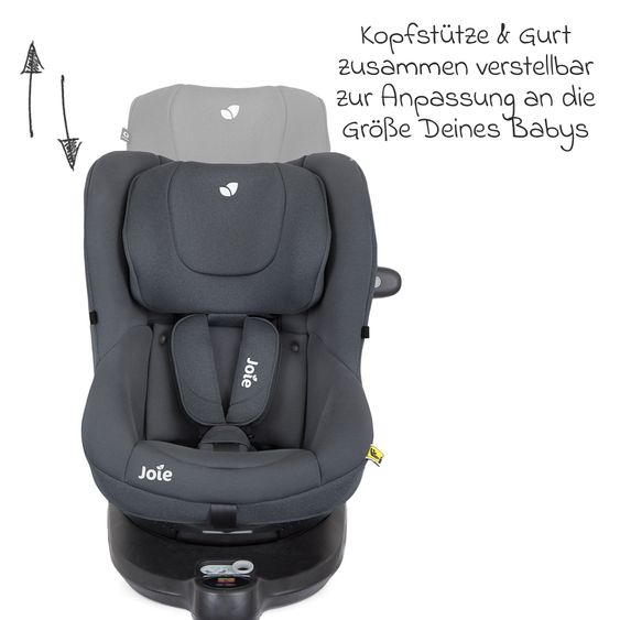 joie Reboarder-Kindersitz i-Spin 360 ab Geburt - 4 Jahre (40 cm - 105 cm) mit Isofix-Basis & Sitzverkleinerer - Moonlight