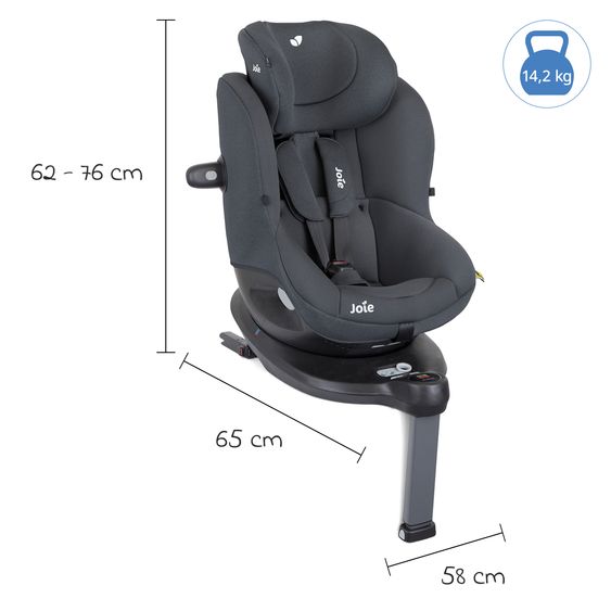 joie Reboarder-Kindersitz i-Spin 360 ab Geburt - 4 Jahre (40 cm - 105 cm) mit Isofix-Basis & Sitzverkleinerer - Moonlight