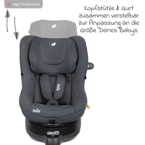 joie Reboarder-Kindersitz i-Spin 360 ab Geburt - 4 Jahre (40 cm - 105 cm) mit Isofix-Basis & Sitzverkleinerer - Shale