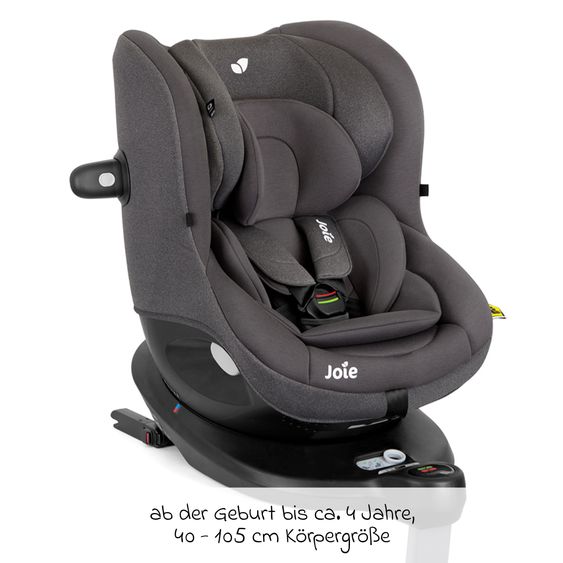 joie Reboarder-Kindersitz i-Spin 360 ab Geburt - 4 Jahre (40 cm - 105 cm) mit Isofix-Basis & Sitzverkleinerer - Thunder