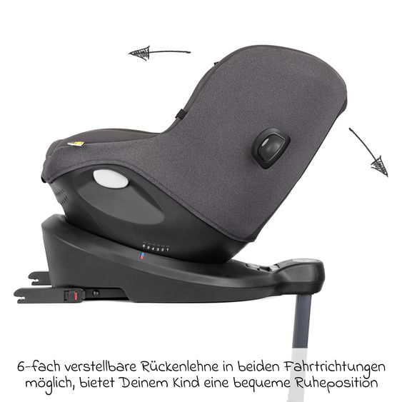 joie Reboarder-Kindersitz i-Spin 360 ab Geburt - 4 Jahre (40 cm - 105 cm) mit Isofix-Basis & Sitzverkleinerer - Thunder