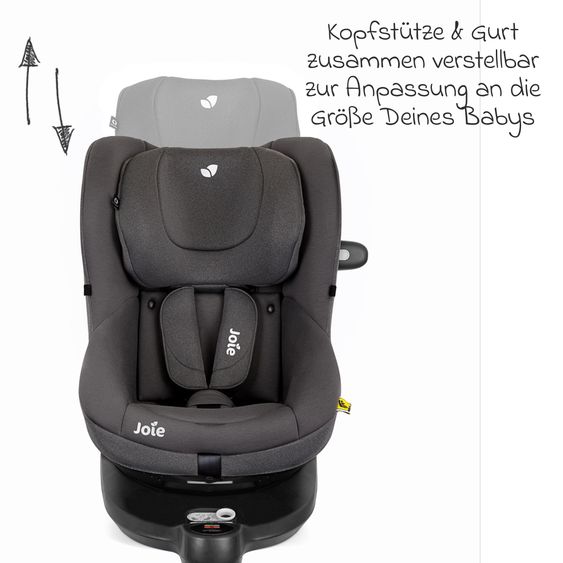 joie Reboarder-Kindersitz i-Spin 360 ab Geburt - 4 Jahre (40 cm - 105 cm) mit Isofix-Basis & Sitzverkleinerer - Thunder