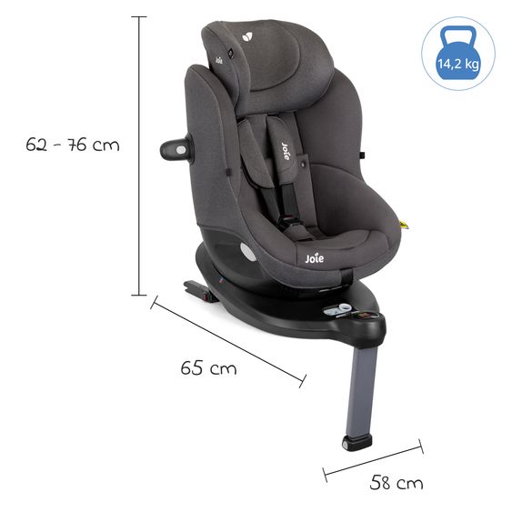 joie Reboarder-Kindersitz i-Spin 360 ab Geburt - 4 Jahre (40 cm - 105 cm) mit Isofix-Basis & Sitzverkleinerer - Thunder