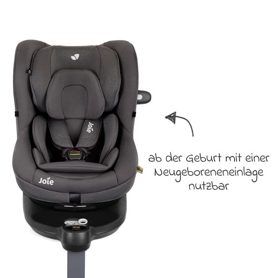 joie Reboarder-Kindersitz i-Spin 360 ab Geburt - 4 Jahre (40 cm - 105 cm) mit Isofix-Basis & Sitzverkleinerer - Thunder