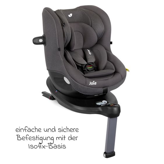 joie Reboarder-Kindersitz i-Spin 360 ab Geburt - 4 Jahre (40 cm - 105 cm) mit Isofix-Basis & Sitzverkleinerer - Thunder