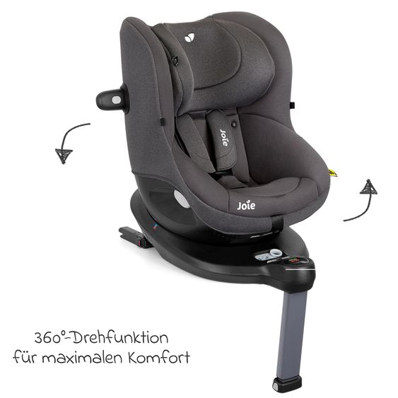 joie Reboarder-Kindersitz i-Spin 360 ab Geburt - 4 Jahre (40 cm - 105 cm) mit Isofix-Basis & Sitzverkleinerer - Thunder