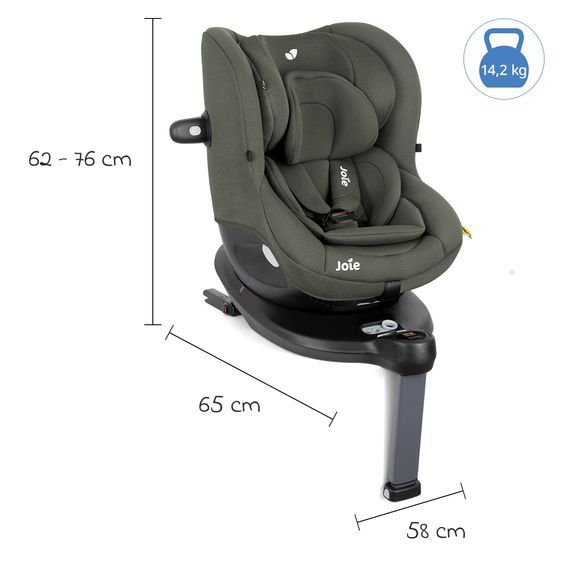 joie Reboarder-Kindersitz i-Spin 360 ab Geburt - 4 Jahre (40 cm - 105 cm) mit Isofix-Basis & Sitzverkleinerer - Thyme