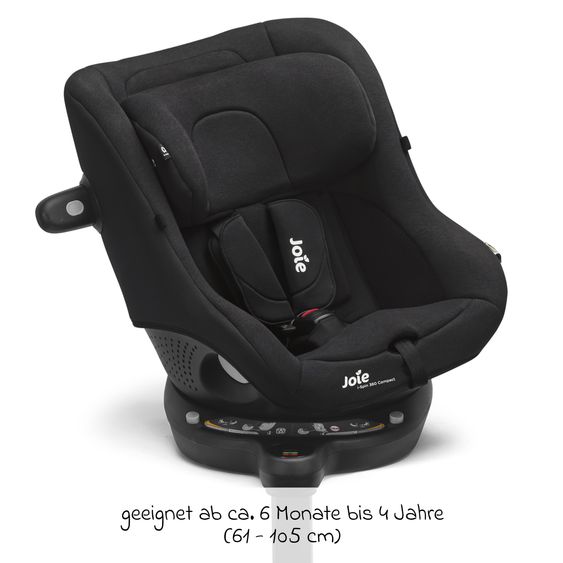 joie Seggiolino auto Reboarder i-Spin 360 Compact da 6 mesi a 4 anni (61 cm - 105 cm) con base Isofix - Raven