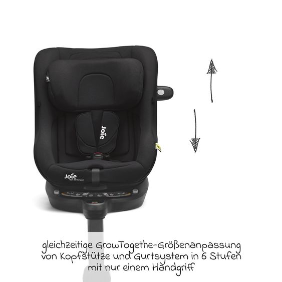 joie Seggiolino auto Reboarder i-Spin 360 Compact da 6 mesi a 4 anni (61 cm - 105 cm) con base Isofix - Raven