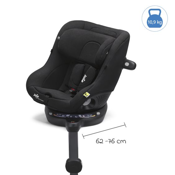joie Seggiolino auto Reboarder i-Spin 360 Compact da 6 mesi a 4 anni (61 cm - 105 cm) con base Isofix - Raven