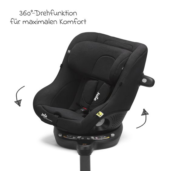 joie Seggiolino auto Reboarder i-Spin 360 Compact da 6 mesi a 4 anni (61 cm - 105 cm) con base Isofix - Raven