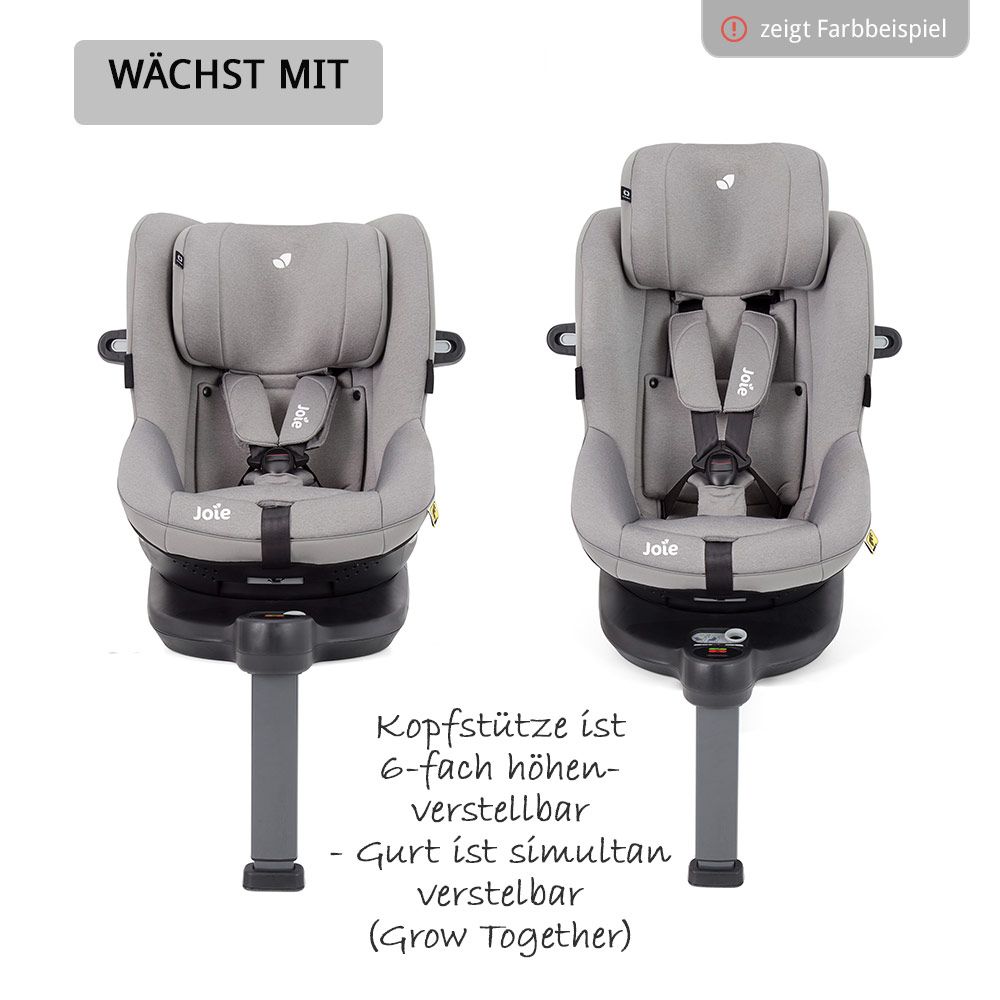 joie Reboarder-Kindersitz i-Spin 360 E i-Size - ab 9 Monate - 4 Jahre (61-105 cm) mit Isofix-Basis + Gratis Zubehörpaket - Coal