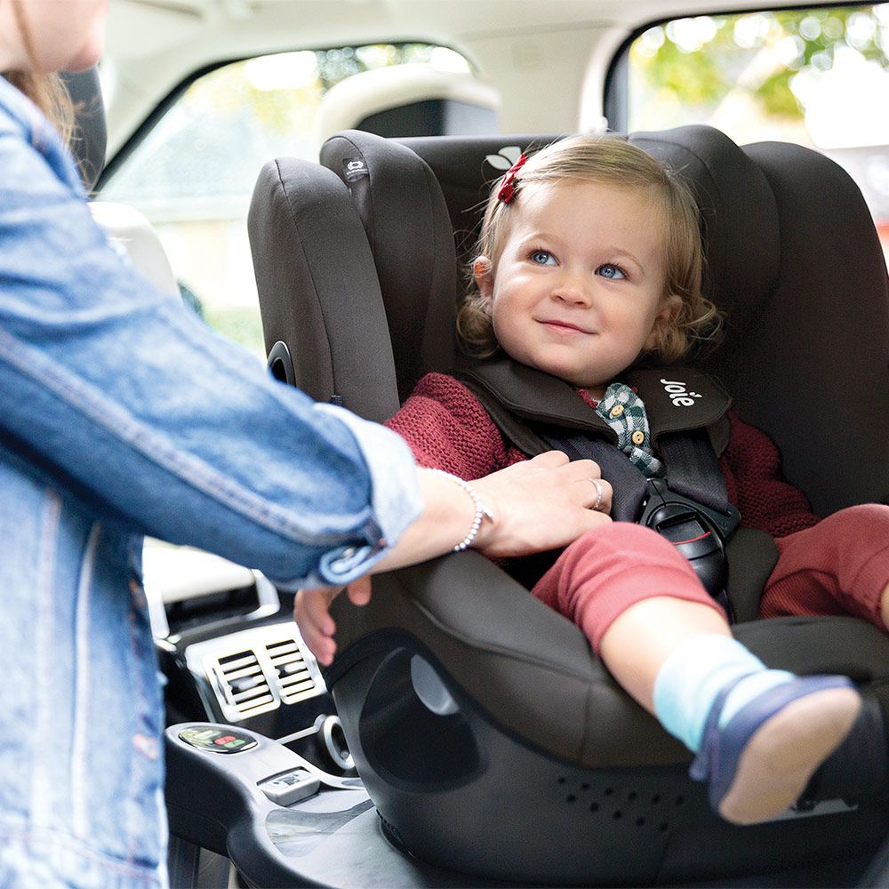 joie Reboarder-Kindersitz i-Spin 360 E i-Size - ab 9 Monate - 4 Jahre (61-105 cm) mit Isofix-Basis + Gratis Zubehörpaket - Coal