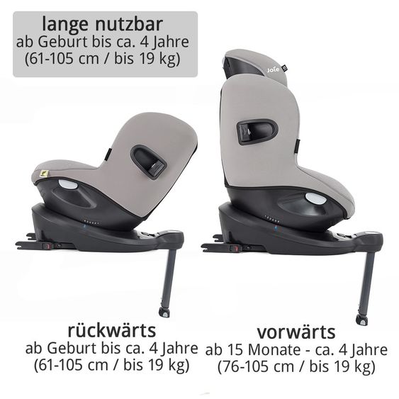 joie Reboarder-Kindersitz i-Spin 360 E i-Size - ab 9 Monate - 4 Jahre (61-105 cm) - Gray Flannel