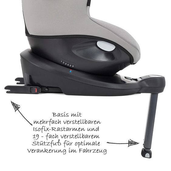 joie Reboarder-Kindersitz i-Spin 360 E i-Size - ab 9 Monate - 4 Jahre (61-105 cm) mit Isofix-Basis - Gray Flannel