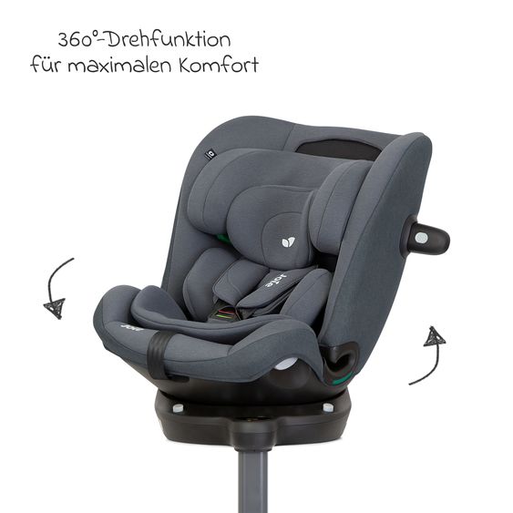 joie Reboarder-Kindersitz i-Spin 360 Max ab Geburt - 12 Jahre (40 cm - 150 cm) mit Isofix-Basis & Sitzverkleinerer - Moonlight