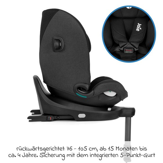 joie Reboarder-Kindersitz i-Spin 360 Max ab Geburt - 12 Jahre (40 cm - 150 cm) mit Isofix-Basis & Sitzverkleinerer - Raven
