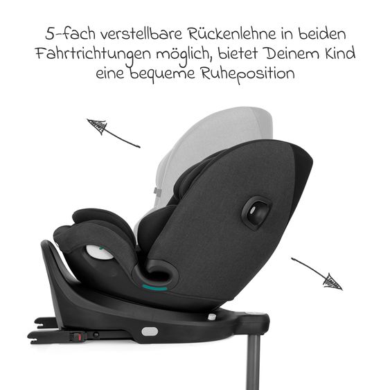 joie Reboarder-Kindersitz i-Spin 360 Max ab Geburt - 12 Jahre (40 cm - 150 cm) mit Isofix-Basis & Sitzverkleinerer - Raven