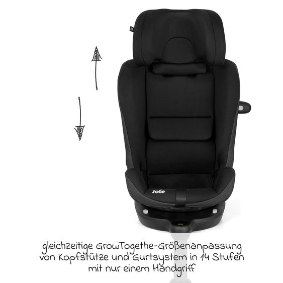 joie Reboarder-Kindersitz i-Spin 360 Max ab Geburt - 12 Jahre (40 cm - 150 cm) mit Isofix-Basis & Sitzverkleinerer - Raven