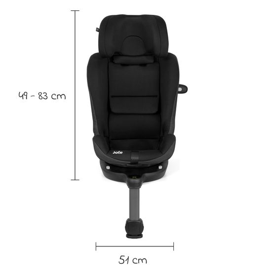 joie Reboarder-Kindersitz i-Spin 360 Max ab Geburt - 12 Jahre (40 cm - 150 cm) mit Isofix-Basis & Sitzverkleinerer - Raven