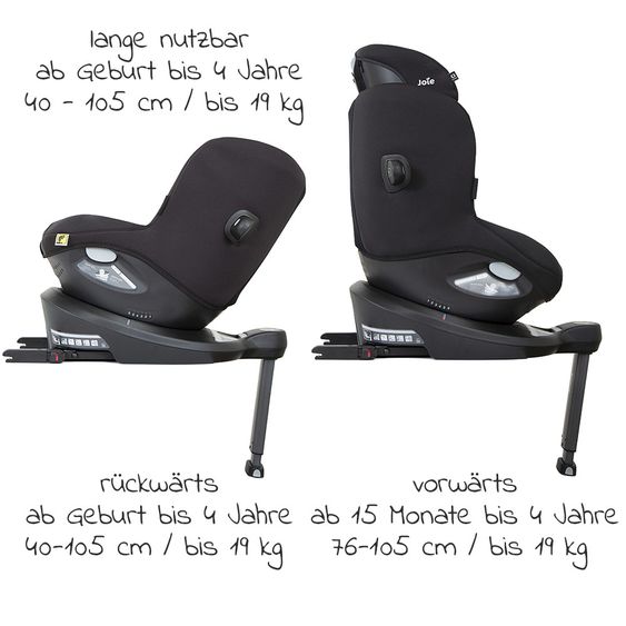joie Reboarder-Kindersitz i-Spin 360 R i-Size - ab Geburt - 4 Jahre (40-105 cm) - Coal