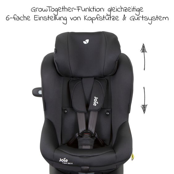 joie Reboarder-Kindersitz i-Spin 360 R i-Size - ab Geburt - 4 Jahre (40-105 cm) mit Isofix-Basis - Coal