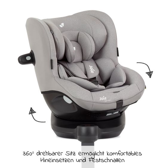 joie Reboarder-Kindersitz i-Spin 360 R i-Size - ab Geburt - 4 Jahre (40-105 cm) mit Isofix-Basis - Gray Flannel