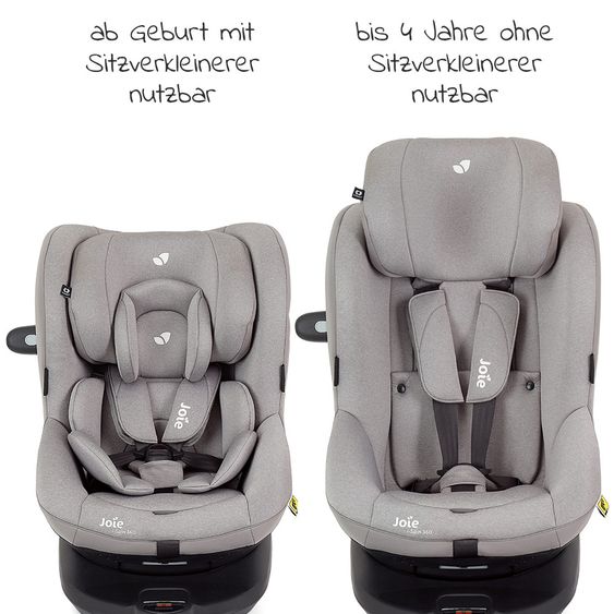 joie Reboarder-Kindersitz i-Spin 360 R i-Size - ab Geburt - 4 Jahre (40-105 cm) mit Isofix-Basis + Zubehörpaket - Gray Flannel