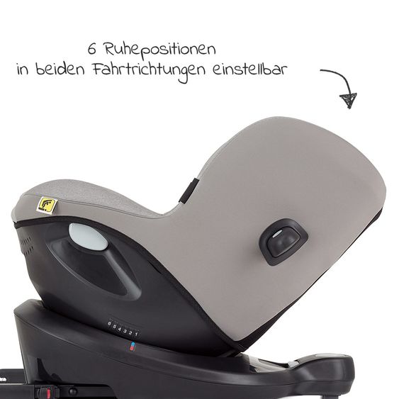 joie Reboarder-Kindersitz i-Spin 360 R i-Size - ab Geburt - 4 Jahre (40-105 cm) mit Isofix-Basis + Zubehörpaket - Gray Flannel