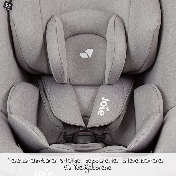 joie Reboarder-Kindersitz i-Spin 360 R i-Size - ab Geburt - 4 Jahre (40-105 cm) mit Isofix-Basis + Zubehörpaket - Gray Flannel