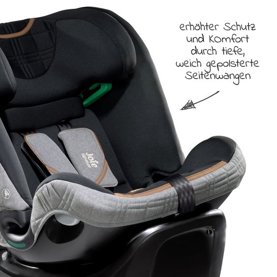 Joie Signature Reboarder-Kindersitz i-Spin XL i-Size ab Geburt - 12 Jahre (40 cm - 150 cm) 360° drehbar inkl. Isofix-Basis - Signature - Carbon