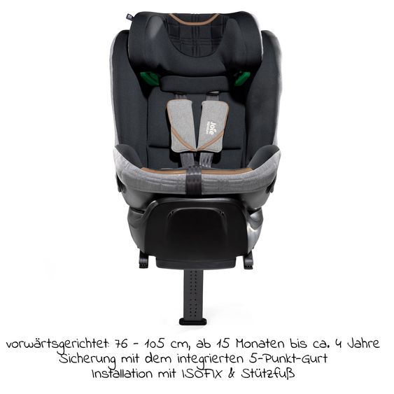 Joie Signature Reboarder-Kindersitz i-Spin XL i-Size ab Geburt - 12 Jahre (40 cm - 150 cm) 360° drehbar inkl. Isofix-Basis - Signature - Carbon