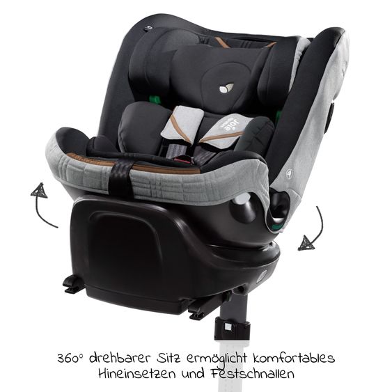 Joie Signature Reboarder-Kindersitz i-Spin XL i-Size ab Geburt - 12 Jahre (40 cm - 150 cm) 360° drehbar inkl. Isofix-Basis - Signature - Carbon