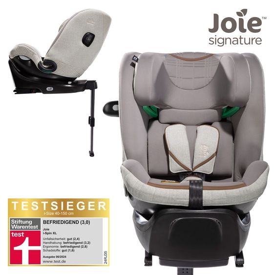 Joie Signature Reboarder-Kindersitz i-Spin XL i-Size ab Geburt - 12 Jahre (40 cm - 150 cm) 360° drehbar inkl. Isofix-Basis - Signature - Oyster