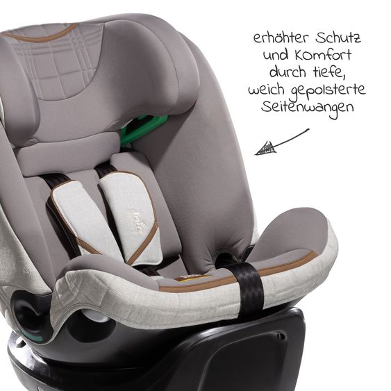 Joie Signature Reboarder-Kindersitz i-Spin XL i-Size ab Geburt - 12 Jahre (40 cm - 150 cm) 360° drehbar inkl. Isofix-Basis - Signature - Oyster