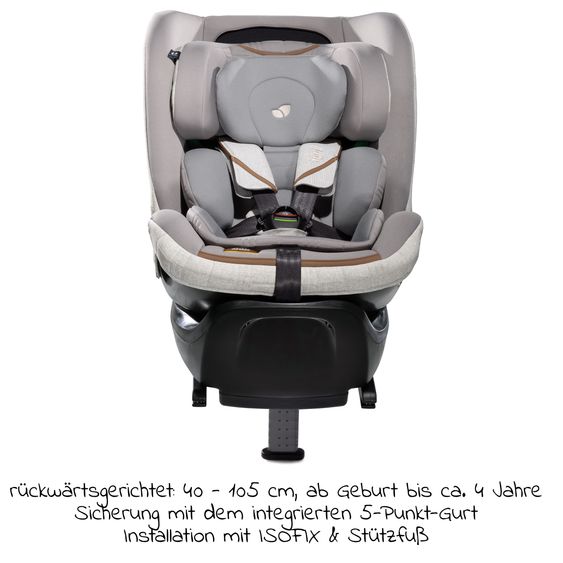 Joie Signature Reboarder-Kindersitz i-Spin XL i-Size ab Geburt - 12 Jahre (40 cm - 150 cm) 360° drehbar inkl. Isofix-Basis - Signature - Oyster